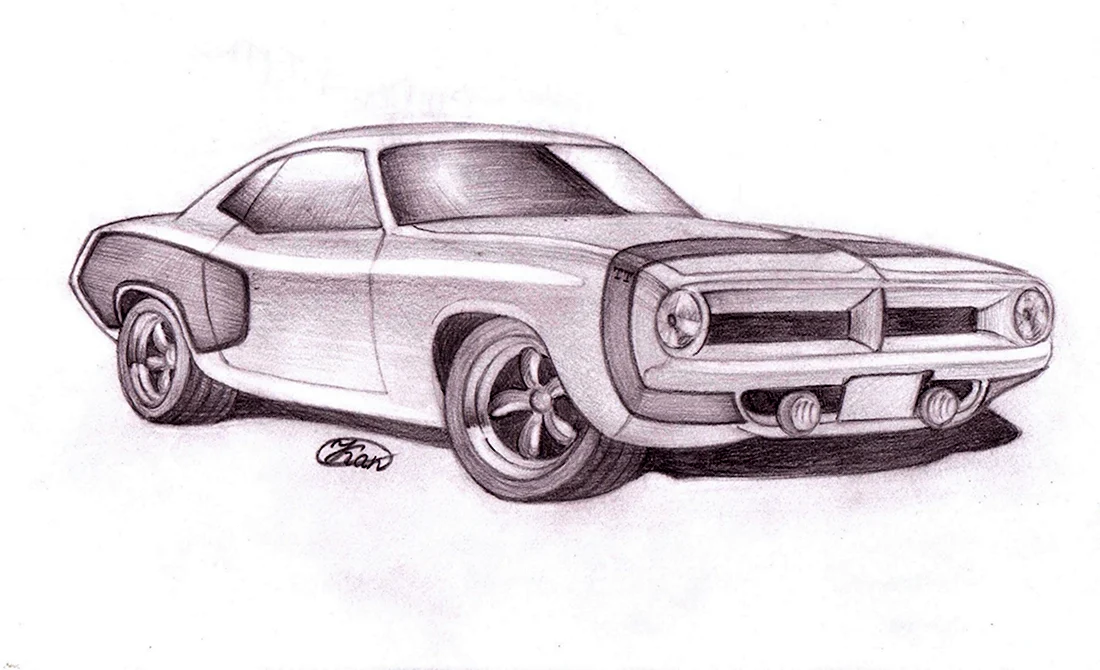 Рисунок машины карандашом
