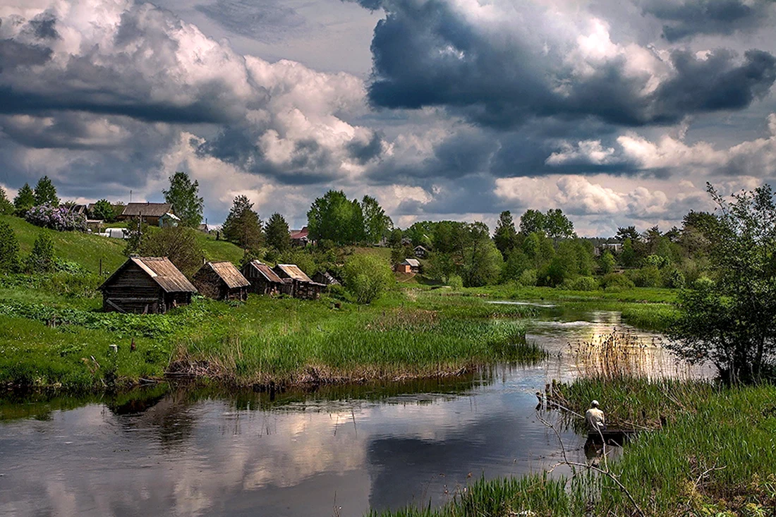 Деревня на берегу реки (41 фото)