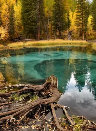 Гейзеровое озеро горный Алтай осень