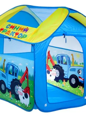 Палатка детская игровая синий трактор 83х80х105см в сумке