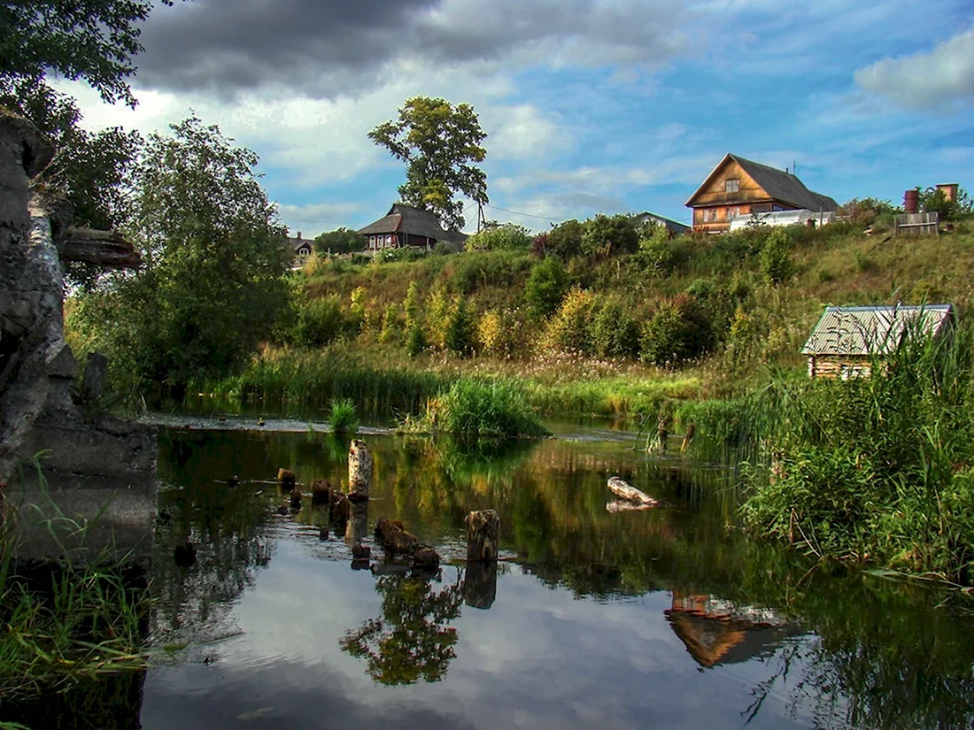 Деревня на берегу реки (41 фото)